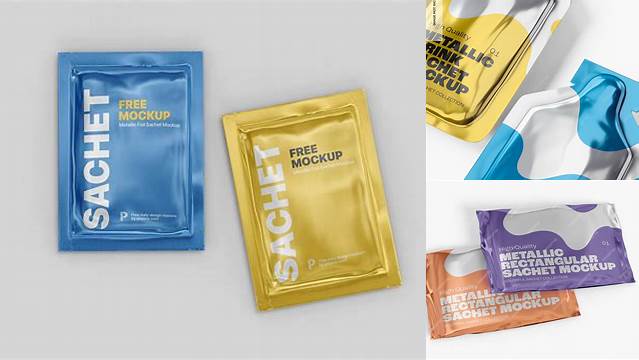 4507+ Matte Metallic Sachet PSD Mockup Creative Design Mockup