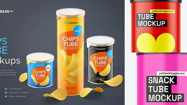 4513+ Glossy Snack Tube PSD Mockup High Angle Free PSD for Creatives