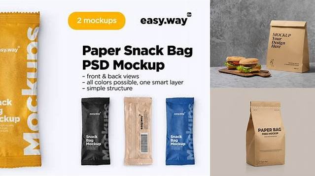 4515+ Kraft Paper Snack Bag PSD Mockup Custom Graphic Mockup File