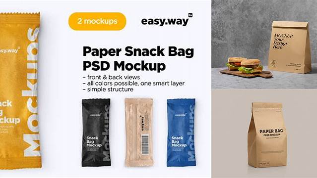 4515+ Kraft Paper Snack Bag PSD Mockup Custom Graphic Mockup File