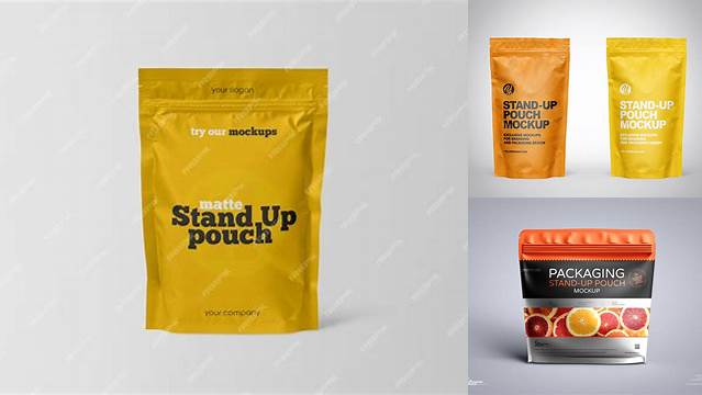 4516+ Matte Stand Up Pouch with Zipper PSD Mockup Easy-to-Use PSD Template