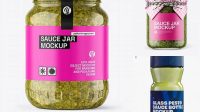 4518+ Glass Pesto Jar PSD Mockup High Resolution