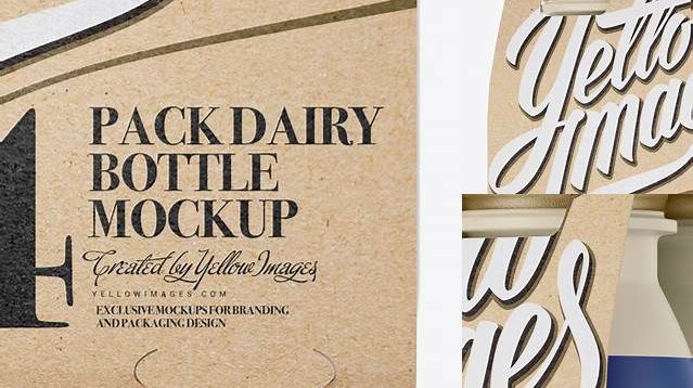 452+ 4 Kraft Pack Matte Dairy Bottle PSD Mockup Halfside View Editable Graphic Free PSD