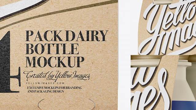 452+ 4 Kraft Pack Matte Dairy Bottle PSD Mockup Halfside View Editable Graphic Free PSD