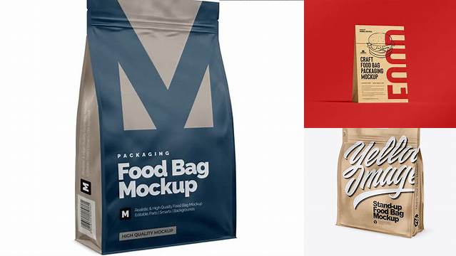 4521+ Kraft Paper Stand-up Food Bag PSD Mockup Half Side View Custom PSD Mockup Template