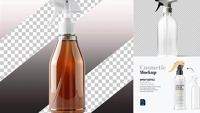 4522+ Transparent Plastic Bottle with Trigger Sprayer PSD Mockup Exclusive and Stylish Design PSD