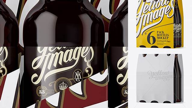 4522+ White Paper 6 Pack Amber Bottle Carrier PSD Mockup 3/4 View Free Download Design Mockup