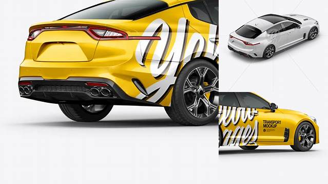 4526+ Sport Car PSD Mockup Back Half Side View High-Angle Shot Digital Photoshop Free Mockup