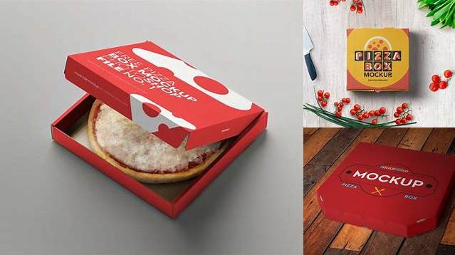 4527+ Pizza Paper Box PSD Mockup Half Side View Elegant Photoshop Mockup