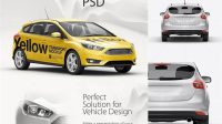 4529+ Hatchback 5-Door HQ PSD Mockup Back View Smart Layer Mockup Free