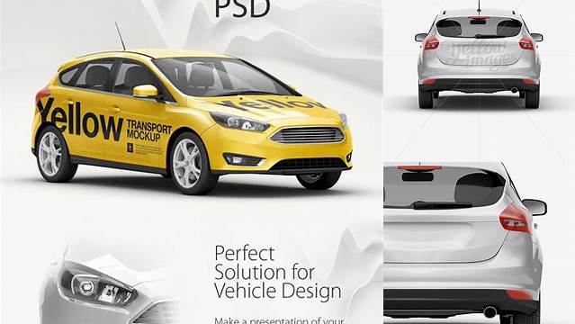 4529+ Hatchback 5-Door HQ PSD Mockup Back View Smart Layer Mockup Free