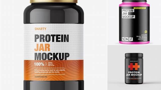 4529+ Matte Protein Jar With Glossy Cap PSD Mockup Free PSD