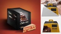 453+ Glossy Cake Box PSD Mockup Front View Customizable Photoshop Template