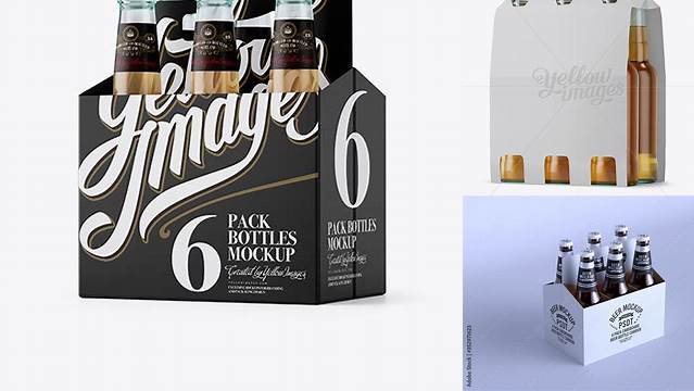 4530+ White Paper 6 Pack Beer Bottle Carrier PSD Mockup 3/4 View Smart Object-Based PSD Template Free