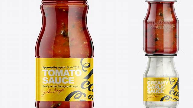 4532+ 350g Glass Jar with Sauce Mock-up Elegant and Stylish Free PSD