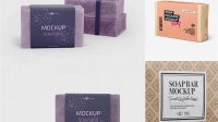 4534+ Kraft Soap Bar Package PSD Mockup Half Side View Elegant Free Template