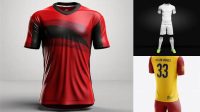 4534+ Men’s Soccer V-Neck Kit PSD Mockup Half Side View Smart Object-Based PSD Template Free