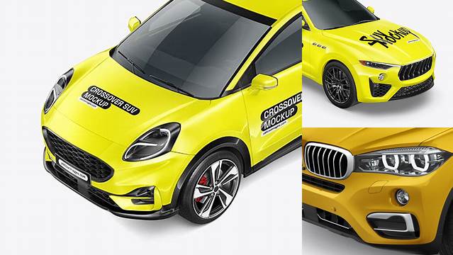 4535+ SUV Crossover Car PSD Mockup Half Side View High-Angle Shot Exclusive PSD Design Freebie