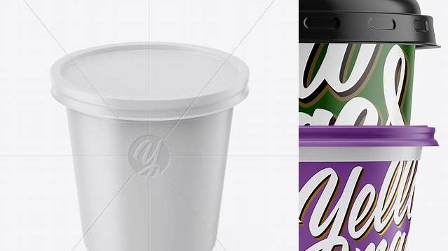 4537+ Matte Sour Cream Cup PSD Mockup Front View High-Angle Shot Custom Mockup PSD for Free