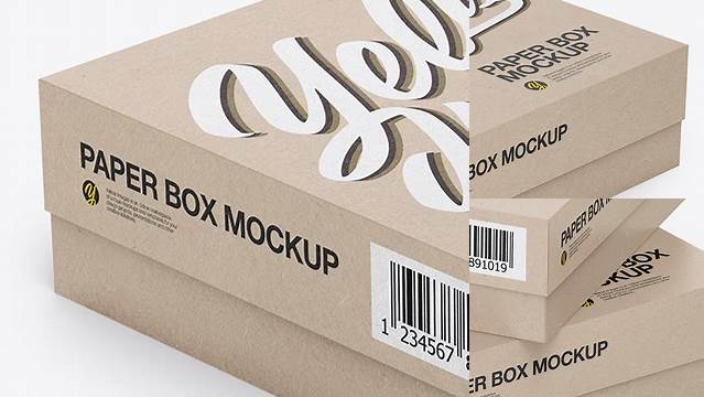 4540+ Square Kraft Box PSD Mockup Half Side View High Angle Shot PSD Download