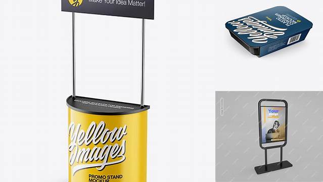 4543+ Stand PSD Mockup Half Side View High Angle Shot Editable Graphic Design Files