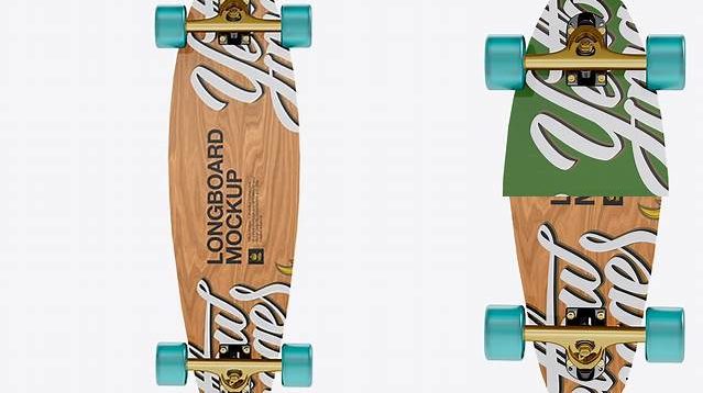 4544+ Longboard PSD Mockup with Transparent Wheels Back View Elegant and Versatile PSD Resource