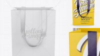 4544+ Paper Eurotote Bag With Ribbon Handles PSD Mockup Front View Elegant Free Graphic Resource