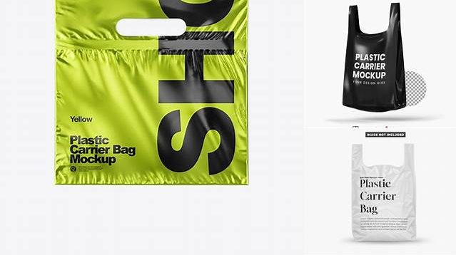 4547+ Metallic Plastic Carrier Bag PSD Mockup High-Quality Design Free PSD