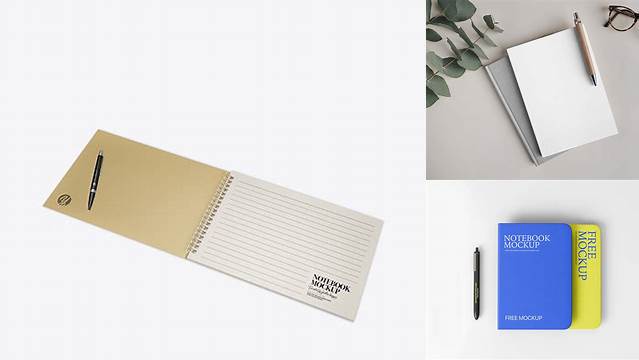 4548+ Textured Opened Notebook with Pen PSD Mockup Professional Quality Freebie PSD File