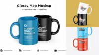 4553+ Two Glossy Mugs PSD Mockup Easy Editable