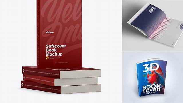 4555+ 4 Matte Softcover Books PSD Mockup Half Side View Exclusive PSD Design Freebie