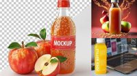 4555+ Clear PET Bottle with Apple Juice PSD Mockup Modern Free PSD Template