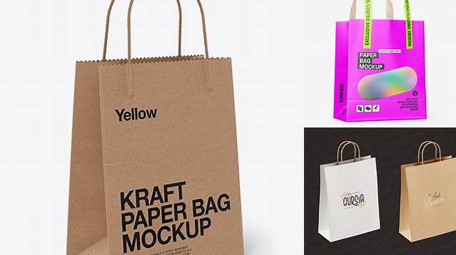 4556+ Paper Shopping Bag with Twisted Paper Handles PSD Mockup Mockup PSD Free Download