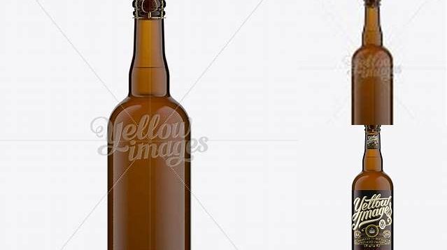 4558+ 750ml Amber Glass Beer Bottle with Champaign Cork PSD Mockup Creative Free PSD Graphic Design