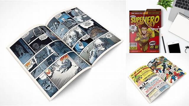 4558+ Comic Book Mockup Psd Free Free PSD