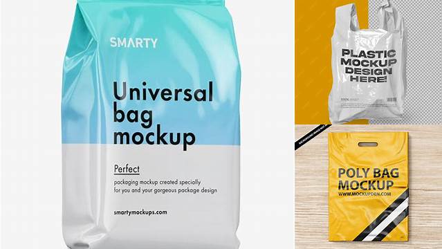 4558+ Glossy Bag PSD Mockup Front View Modern Photoshop Resource