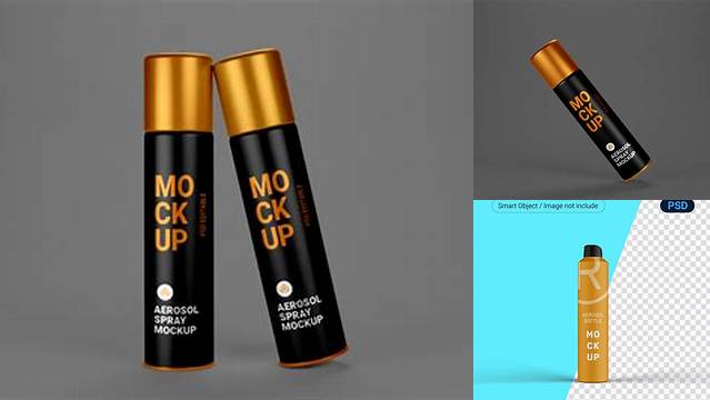 4562+ 400ml Aerosol Bottle PSD Mockup Customizable Photoshop Template