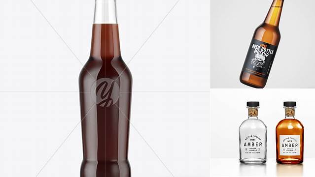 4562+ Clear Glass Bottle with Brown Ale PSD Mockup PSD Download