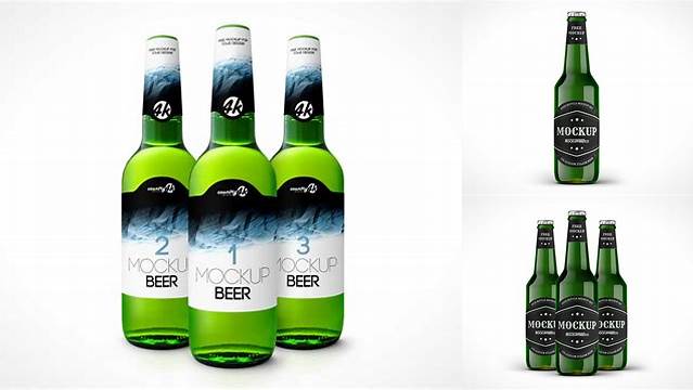 4562+ Green Glass Beer Bottle PSD Mockup High-Resolution PSD Download