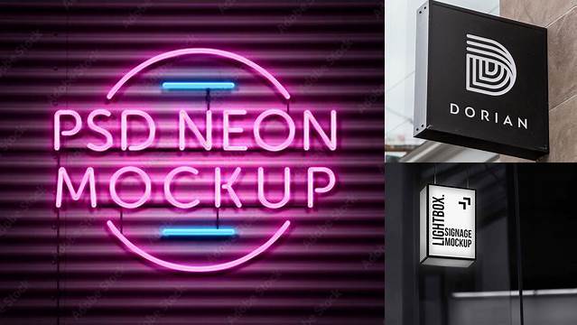 4565+ Mockup Neon Box Free Free PSD