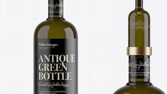 4567+ 700ml Antique Green Glass Bottle PSD Mockup Custom Mockup Graphic Design