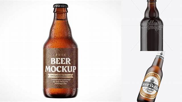 4573+ 330ml Amber Glass Ale Bottle PSD Mockup Exclusive Free Creative Resource