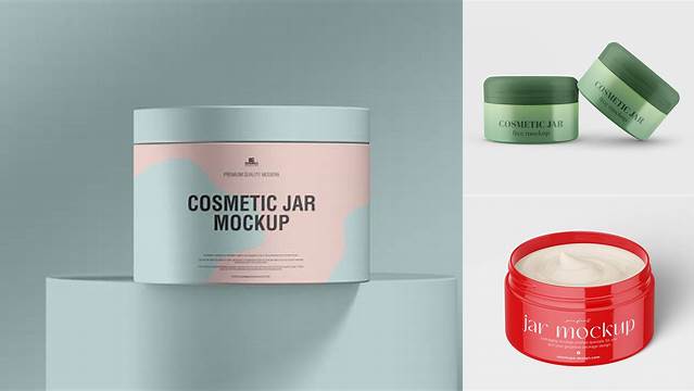 4575+ 250ml Plastic Cosmetic Jar PSD Mockup High-Angle Shot Exclusive Free PSD Mockups