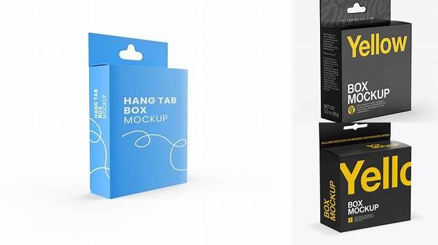 458+ Paper Box with Hang Tab PSD Mockup Half Side View high-angle shot Creative Design PSD Free Download