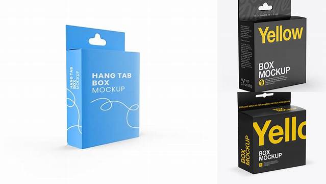 458+ Paper Box with Hang Tab PSD Mockup Half Side View high-angle shot Creative Design PSD Free Download