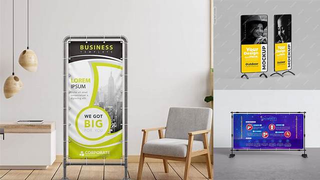 4581+ Banner Stand Mockup Psd Stylish Free PSD