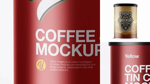 4582+ Matte Metallic Coffee Tin Can PSD Mockup Front View Customizable Layered Design PSD