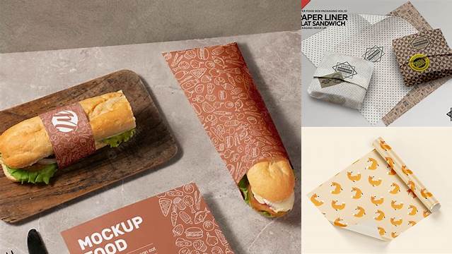 4586+ Sandwich Wrap Paper Mockup Free PSD Download