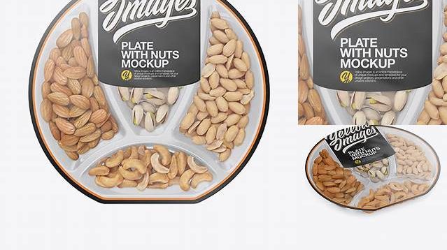 4591+ Plate with Nuts in Matte Film PSD Mockup Top Views Download Customizable PSD