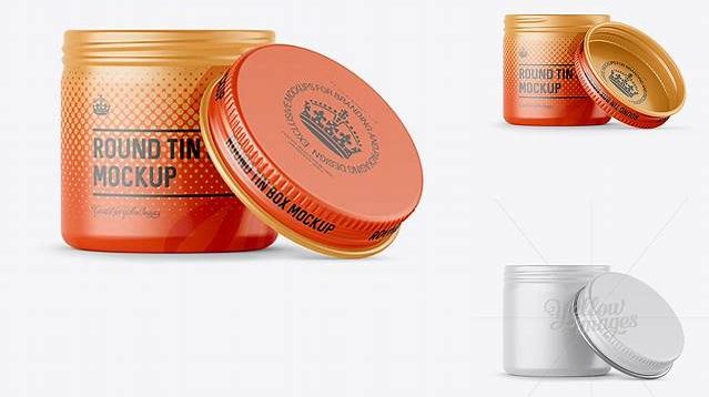 4593+ 50ml Open Round Tin Box with Matte Finish PSD Mockup Front View Fully Layered PSD Freebie